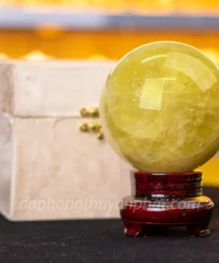 Quả Cầu Phong Thủy Đá Thạch Anh Vàng 2.6kg, 12cm - M19777