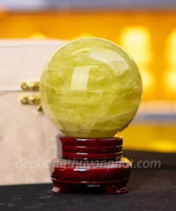 Qủa Cầu Phong Thủy Đá Thạch Anh Vàng 1,7kg, 10.5cm - M19773