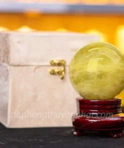 Qủa Cầu Phong Thủy Đá Thạch Anh Vàng 1.08kg, 9cm - M19771