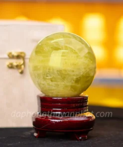 Qủa Cầu Phong Thủy Đá Thạch Anh Vàng 1.08kg, 9cm - M19771