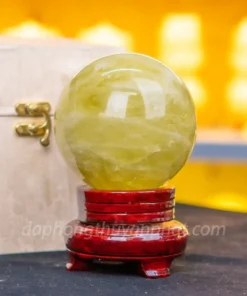 Qủa Cầu Phong Thủy Đá Thạch Anh Vàng 1,35kg - 9,5cm - M19772