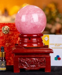 Quả Cầu Phong Thủy Đá Thạch Anh Hồng 6B - 1,6kg - M289016