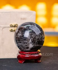 Quả Cầu Phong Thủy Đá Thạch Anh Đen - 0,92kg - 9cm M26020