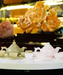 Ấm Chén Đá Tự Nhiên - Bộ Ấm Trà Thờ Khay Hình Chiếc Lá Nhỏ Chất Liệu Ngọc Onyx Trắng, Ngọc Onyx Xanh - M2253