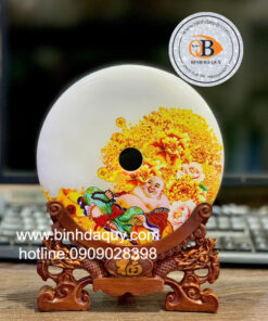 Đồng Điếu, Đồng Tiền May Mắn Ngọc Onix Trắng 20cm