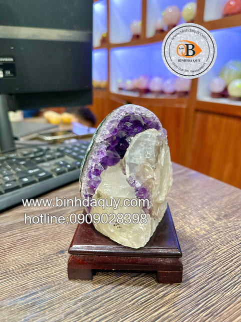 Hốc Thạch Anh Tím Mài Vỏ - 0,37kg - Ảnh 3