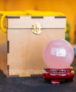 Qủa Cầu Phong Thủy Đá Thạch Anh Hồng 0.6kg - 7.6cm - M0315 VIP 6A có SAO