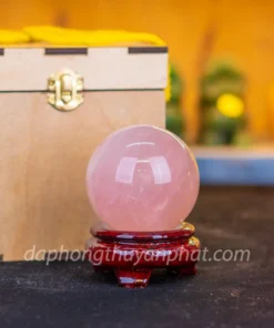 Qủa Cầu Phong Thủy Đá Thạch Anh Hồng 0.6kg - 7.6cm - M0315 VIP 6A có SAO