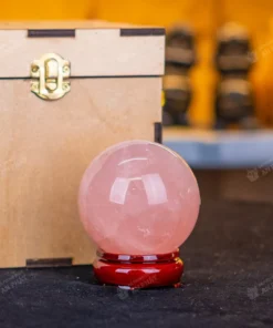 Qủa Cầu Phong Thủy Đá Thạch Anh Hồng 0.53kg - 7,4cm - M0315 VIP 6A có SAO