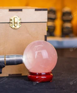 Qủa Cầu Phong Thủy Đá Thạch Anh Hồng 0.53kg - 7,4cm - M0315 VIP 6A có SAO