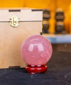 Qủa Cầu Phong Thủy Đá Thạch Anh Hồng 0.66kg - 7,9cm - M0315 VIP 6A có SAO