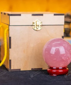 Qủa Cầu Phong Thủy Đá Thạch Anh Hồng 0.66kg - 7,9cm - M0315 VIP 6A có SAO