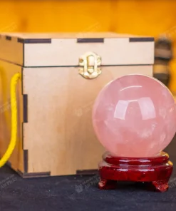 Qủa Cầu Phong Thủy Đá Thạch Anh Hồng 0.95kg - 8,8cm - M0315 VIP 6A có SAO