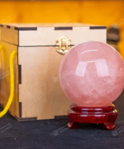 Qủa Cầu Phong Thủy Đá Thạch Anh Hồng 1.5kg - 10,4cm - M0315 VIP 6A có SAO