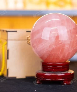 Quả Cầu Phong Thủy Đá Thạch Anh hồng 4.4kg - 14,5cm - M0315 VIP 6A có SAO