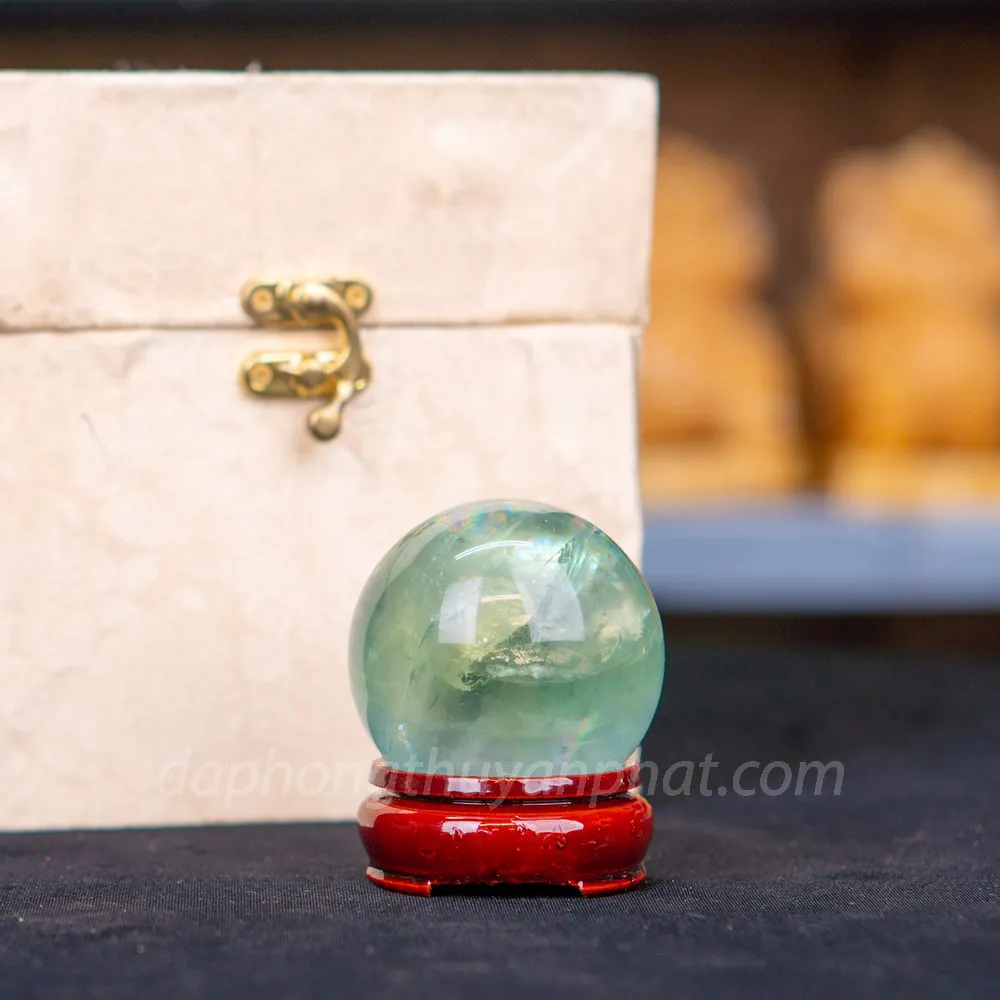 Quả Cầu Thạch Anh Xanh - Fluorite Xanh Trong Thấu Quang VIP 0.33kg - 6cm M227234