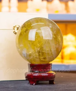 Quả Cầu Phong Thủy Đá Thạch Anh Vàng 5A 3.3kg - 13cm