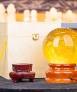 Quả Cầu Phong Thủy Đá Thạch Anh Vàng 5A 3.3kg - 13cm