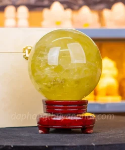 Quả Cầu Phong Thủy Đá Thạch Anh Vàng 5A 3.95kg - 13.5cm