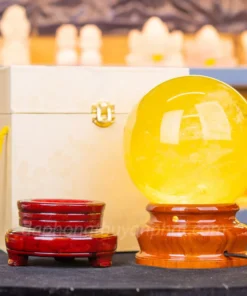 Quả Cầu Phong Thủy Đá Thạch Anh Vàng 5A 3.95kg - 13.5cm