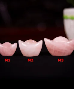 Kim Nguyên Bảo (Thỏi Vàng) Đá Thạch Anh Hồng - M22706 (Mẫu 3)