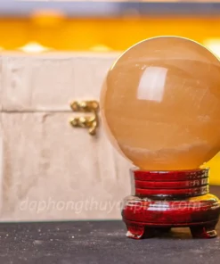 Quả Cầu Phong Thủy Canxit Vàng 11cm - M1660