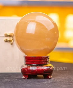 Quả Cầu Phong Thủy Canxit Vàng 11cm - M1660