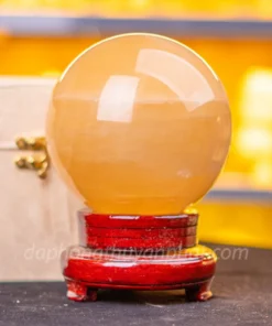 Quả Cầu Phong Thủy Canxit Vàng 13cm - M1660