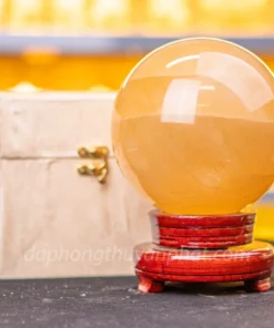 Quả Cầu Phong Thủy Canxit Vàng 14cm - M1660