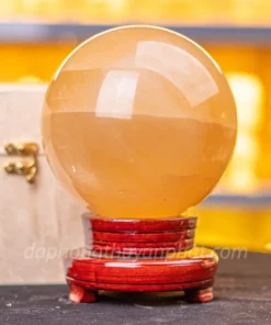 Quả Cầu Phong Thủy Canxit Vàng 14cm - M1660