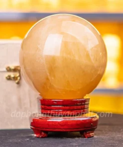 Quả Cầu Phong Thủy Canxit Vàng 13,5cm - M1660