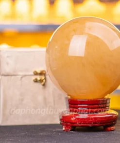 Quả Cầu Phong Thủy Canxit Vàng 15cm - M1660