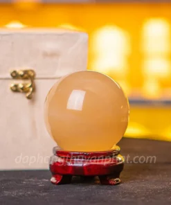 Quả Cầu Phong Thủy Canxit Vàng 9cm - M1660