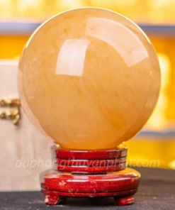 Quả Cầu Phong Thủy Canxit Vàng 15cm - M1660