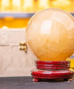 Quả Cầu Phong Thủy Canxit Vàng 16,5cm - M1660