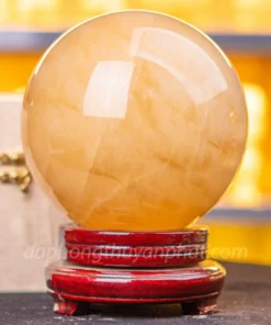 Quả Cầu Phong Thủy Canxit Vàng 16,5cm - M1660