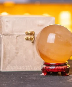 Quả Cầu Phong Thủy Canxit Vàng 10,5cm - M1660