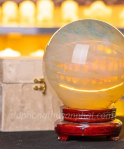 Quả Cầu Phong Thủy Đá Núi Lửa Vàng - 6,9kg - 18cm