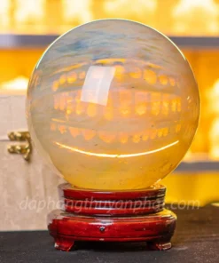 Quả Cầu Phong Thủy Đá Núi Lửa Vàng - 6,9kg - 18cm