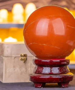 Quả Cầu Phong Thủy Đá Ngọc Bích (Japer) Đỏ 12.3kg - 20cm