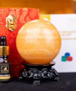 Quả Cầu Đá Phong Thủy Hoàng Long (Onyx) Vàng - 0,69kg - M1836069