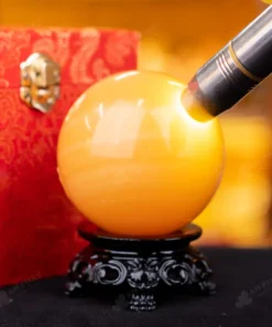 Quả Cầu Đá Phong Thủy Hoàng Long (Onyx) Vàng - 0,7kg - M183607