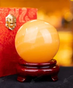 Quả Cầu Đá Phong Thủy Hoàng Long (Onyx) Vàng - 0,7kg - M183607