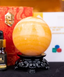 Quả Cầu Đá Phong Thủy Hoàng Long (Onyx) Vàng - 0,71kg - M1836071