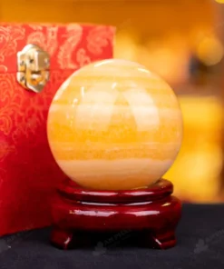 Quả Cầu Đá Phong Thủy Hoàng Long (Onyx) Vàng - 0,71kg - M1836071