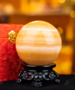 Quả Cầu Đá Phong Thủy Hoàng Long (Onyx) Vàng - 1,4kg - M1836143