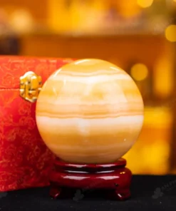 Quả Cầu Đá Phong Thủy Hoàng Long (Onyx) Vàng - 1,4kg - M1836143