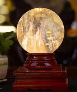 Quả Cầu Đá Phong Thủy Màu Vàng | Đá Obsidian Vàng 6.5kg - M19224