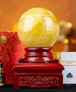 Quả Cầu Phong Thủy Đá Thạch Anh Vàng 1A - 4kg - M19774