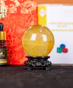 Quả Cầu Phong Thủy Đá Thạch Anh Vàng 2A Có Sao - 0,262kg - M26060262